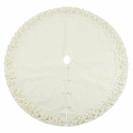 TISTHESEASON 72 in. Round Felt Flower Design Christmas Tree Skirt, White TI2493521